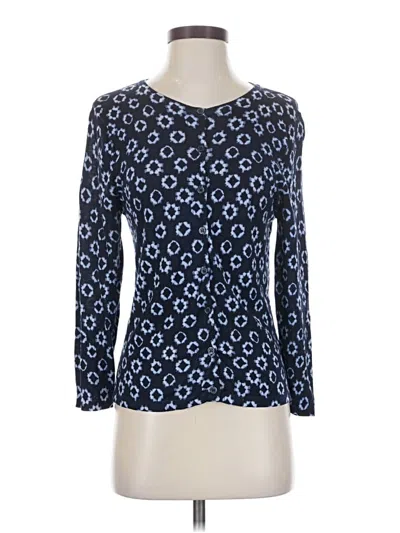 Pre-owned Garnet Hill Wool Cardigan Sweater In Blue