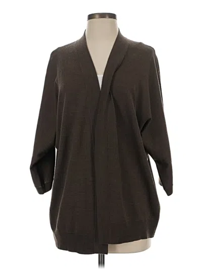Pre-owned Garnet Hill Wool Cardigan Sweater In Brown