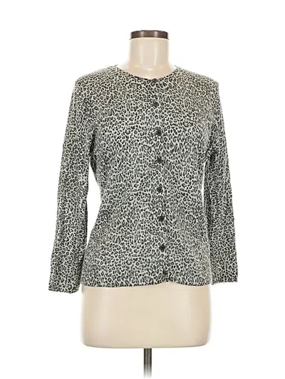 Pre-owned Garnet Hill Wool Cardigan Sweater In Gray