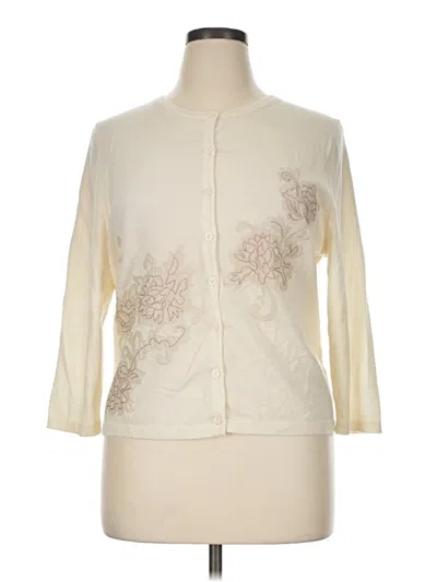 Pre-owned Garnet Hill Wool Cardigan Sweater In Ivory