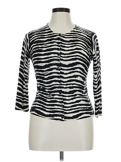 Pre-owned Garnet Hill Wool Cardigan Sweater In Silver