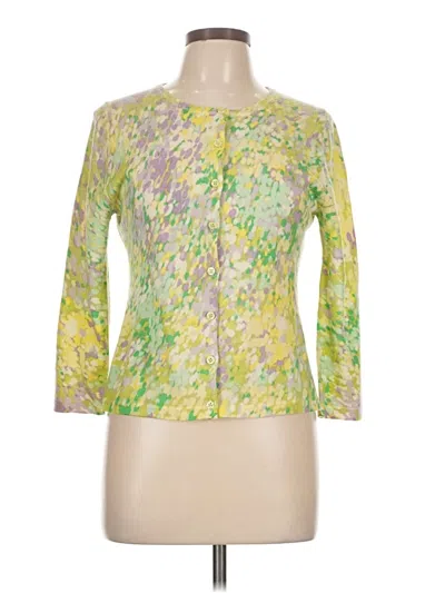 Pre-owned Garnet Hill Wool Cardigan Sweater In Yellow