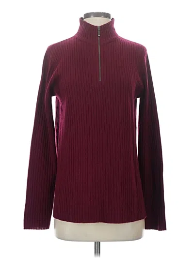 Pre-owned Garnet Hill Wool Pullover Sweater In Burgundy