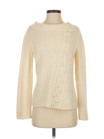 Pre-owned Garnet Hill Wool Pullover Sweater In White