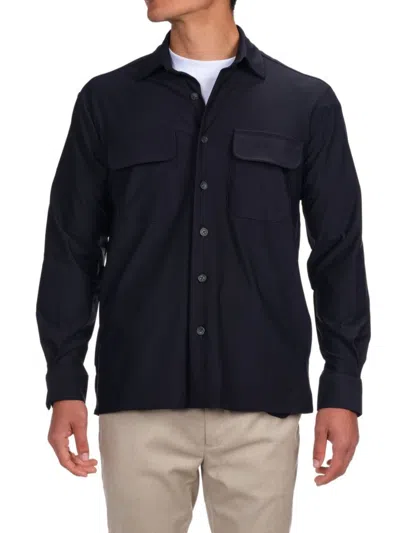 Garnet Men's Button Front Shirt Jacket In Navy