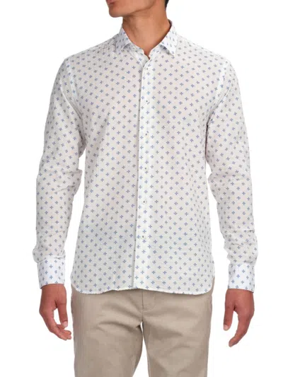 Garnet Men's Geometric Print Shirt In Blue White