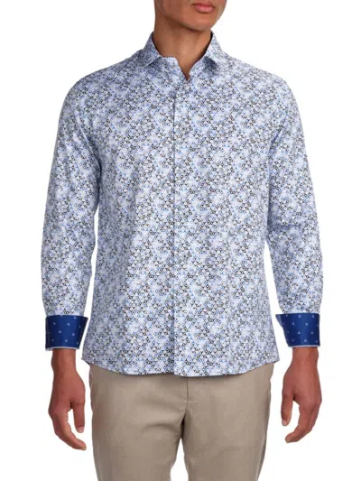 Garnet Men's Geometric Sport Shirt In Blue
