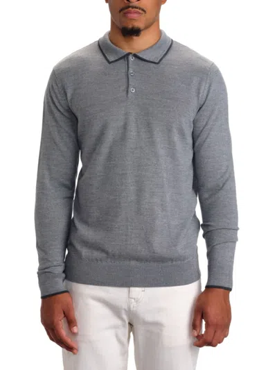 Garnet Men's Merino Wool Polo Sweater In Platinum