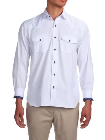 Garnet Men's Overstitch Western Sport Shirt In White