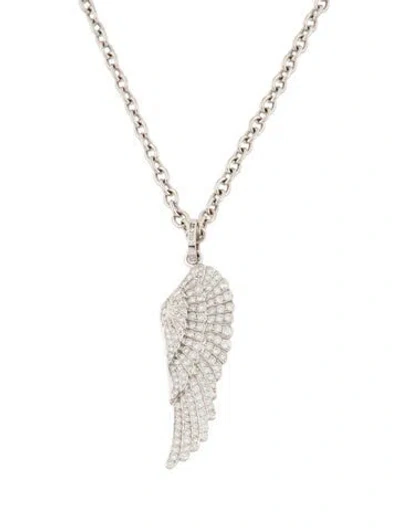 Pre-owned Garrard 18k 1.49ctw Diamond Wings Classic Large Pendant Necklace, 17.25" In Multi