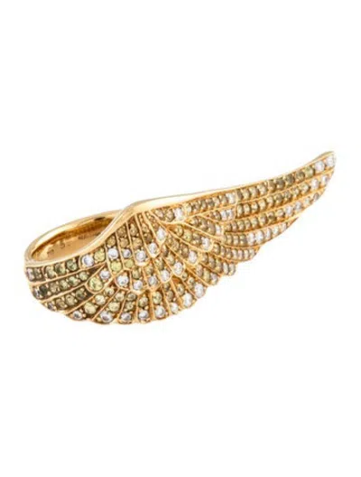 Pre-owned Garrard 18k Sapphire & Diamond Angel Wing Ring In Multicolor