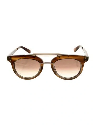 Pre-owned Garrett Leight Aviator Gradient Sunglasses In Brown