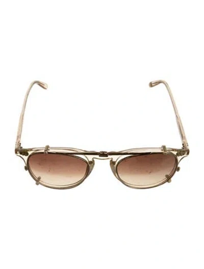 Pre-owned Garrett Leight Aviator Gradient Sunglasses In Brown