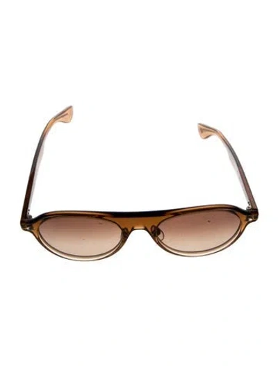 Pre-owned Garrett Leight Aviator Gradient Sunglasses In Brown
