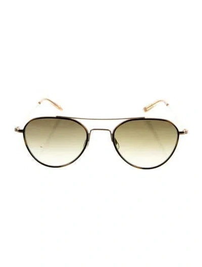 Pre-owned Garrett Leight Aviator Gradient Sunglasses In Brown/gold/metallic