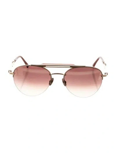 Pre-owned Garrett Leight Aviator Gradient Sunglasses In Gold