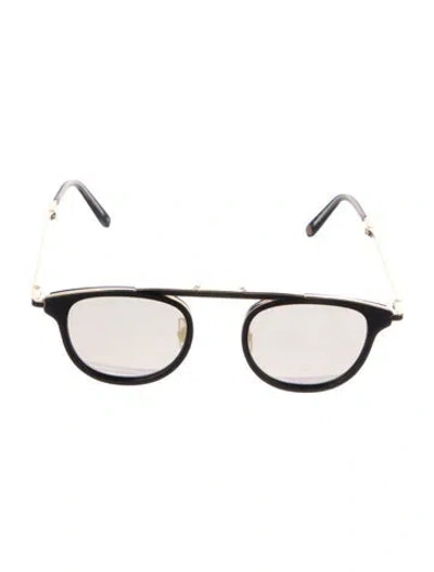Pre-owned Garrett Leight Aviator Mirrored Sunglasses In Black