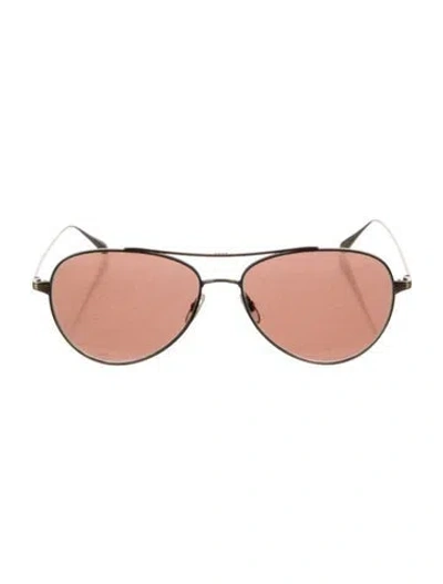 Pre-owned Garrett Leight Aviator Tinted Sunglasses In Gold