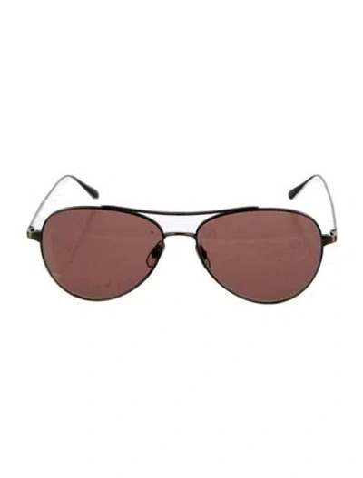 Pre-owned Garrett Leight Aviator Tinted Sunglasses In Gold