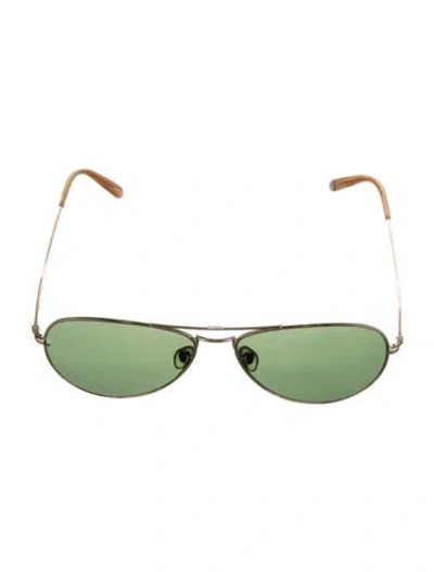 Pre-owned Garrett Leight Aviator Tinted Sunglasses In Green