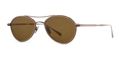 Garrett Leight Bennett S Polarized Bz/mojbrn Plr Men's Sunglasses Brown Size 53