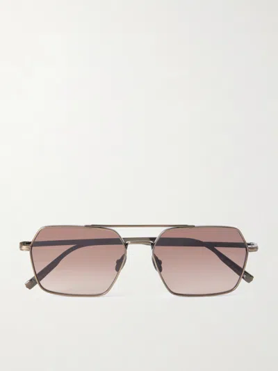 Garrett Leight California Optical Alta Hexagon-frame Titanium Sunglasses In Gold