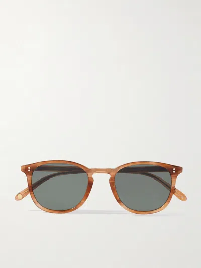 Garrett Leight California Optical Kinney Round-frame Acetate Polarised Sunglasses In Brown