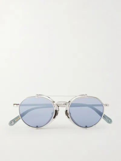 Garrett Leight California Optical Ocampo Round-frame Metal Sunglasses In Blue