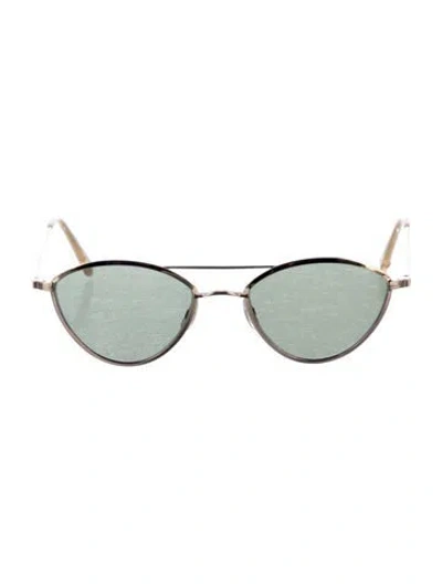 Pre-owned Garrett Leight Cat-eye Tinted Sunglasses In Gold/green