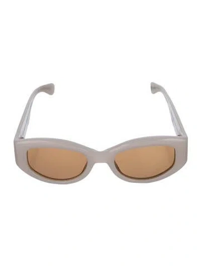 Pre-owned Garrett Leight Cat-eye Tinted Sunglasses In White