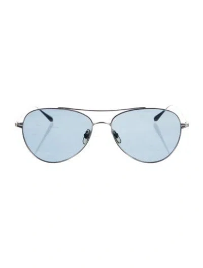 Pre-owned Garrett Leight Culver Aviator Sunglasses In Silver