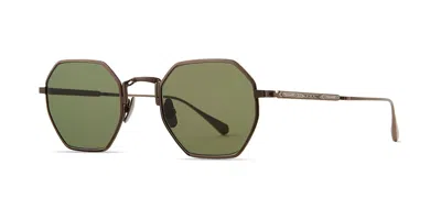 Garrett Leight Eden S Atg/sfdmdgrn Men's Sunglasses Gold Size 47