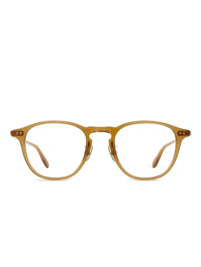 Garrett Leight Hampton J Brille Mit Rundem Gestell In Brown