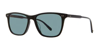 Pre-owned Garrett Leight Hayes Sun Black/pure Blue Smoke Polarized (bk/pbs Plr) Sunglasses