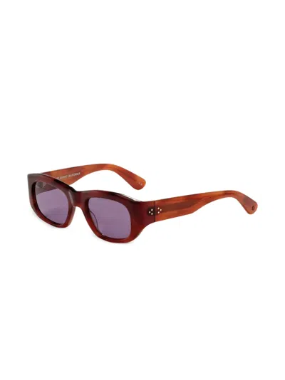 Garrett Leight 라구나 직사각 프레임 선글라스 In Brown