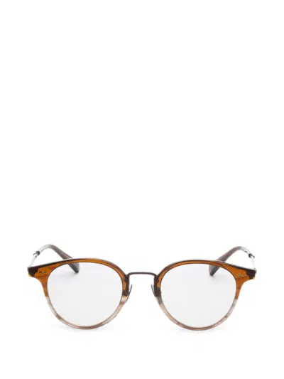 Garrett Leight 마몽 콤보 C 라운드 프레임 안경 In Brown
