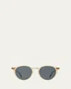 Garrett Leight Men's Clune Sun Round Sunglasses In Blonde