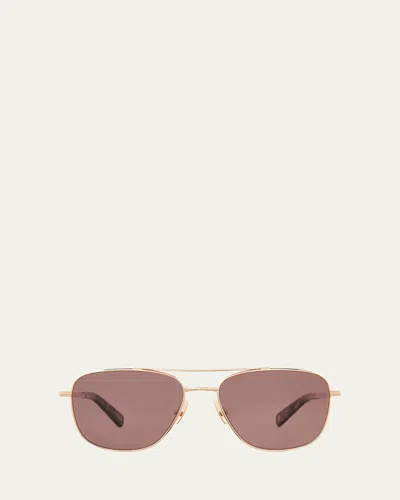 Garrett Leight Men's El Capitan Aviator Sunglasses In Brown