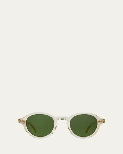 Garrett Leight Men's Flipper Acetate Round Sunglasses In Orange