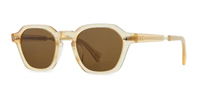 Garrett Leight Rell S Smt-wg/mojbrn Men's Sunglasses White Size 46 In Brown