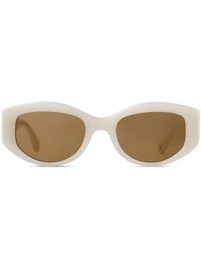 Garrett Leight Retro Biggie Sunglasses In White