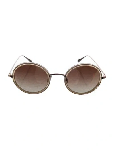 Pre-owned Garrett Leight Round Gradient Sunglasses In Gold