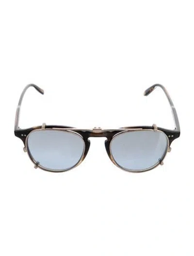 Pre-owned Garrett Leight Round Mirrored Sunglasses In Black