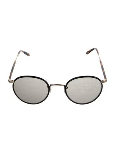 Pre-owned Garrett Leight Round Mirrored Sunglasses In Black
