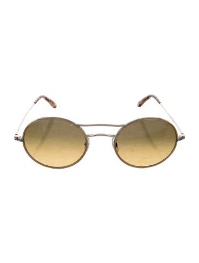 Pre-owned Garrett Leight Round Mirrored Sunglasses In Gold/neutrals