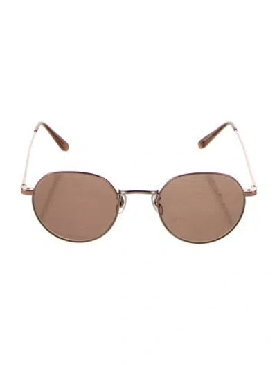 Pre-owned Garrett Leight Round Mirrored Sunglasses In Neutral