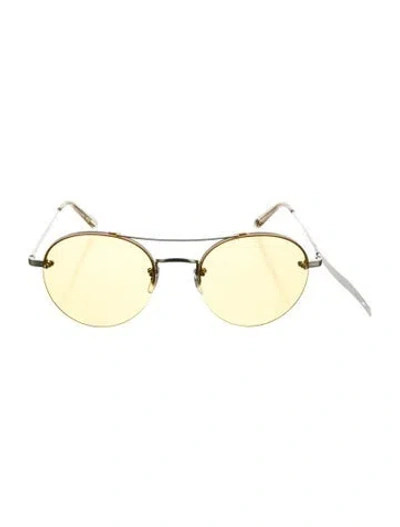 Pre-owned Garrett Leight Round Mirrored Sunglasses In Transparent