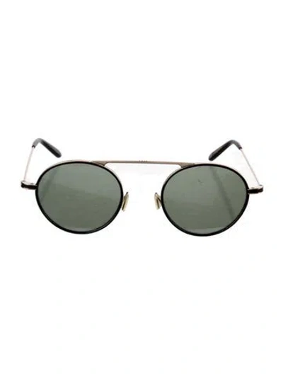 Pre-owned Garrett Leight Round Tinted Sunglasses In Black