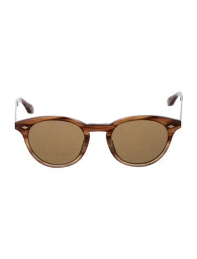 Pre-owned Garrett Leight Round Tinted Sunglasses In Brown