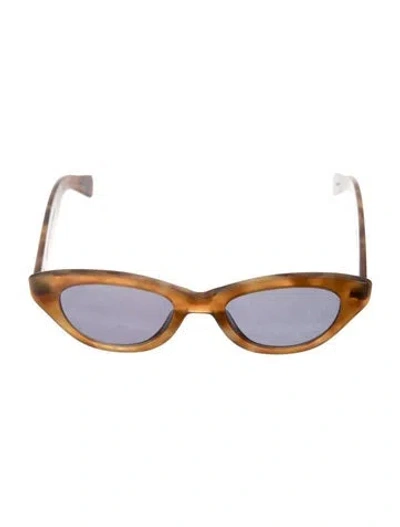 Pre-owned Garrett Leight Round Tinted Sunglasses In Brown
